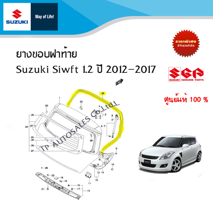 ยางขอบฝาท้าย Suzuki Swift ระหว่างปี 2012 ถึง 2017