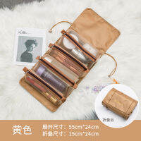 ถอดออกได้สี่ในหนึ่ง Tas Kosmetik อเนกประสงค์เครื่องสำอางสำหรับท่องเที่ยวพกพาพับได้ที่เรียบง่ายถุงซักผ้าเก็บของ Dvr