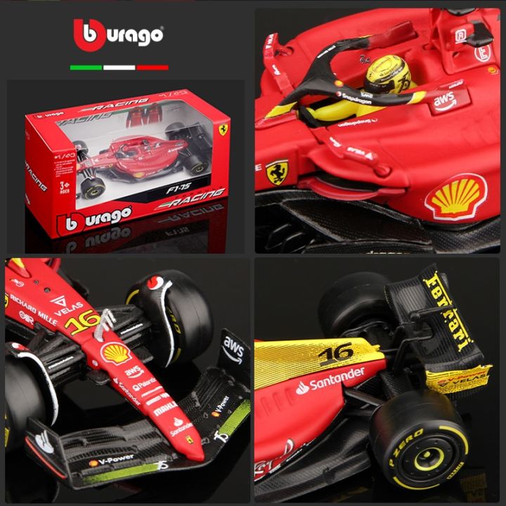 urago-1-43-2022-f1-scuderia-ferrari-f1-75th-anniversary-16-55-leclerc-sainz-alloy-รถหรูรถขึ้นรูปของขวัญของเล่นแบบจำลอง