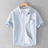 CODwumei04 Short sleeve shirt young male popular logo on clothing menswear contracted joker leisure m短袖衬衫男潮牌青年上衣服男装简约百搭休闲半袖男士衬衣48