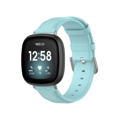 สำหรับ Fitbit Versa 3 /Sense สายนาฬิกาหนังแท้ (สีดำ) (ขายเอง)