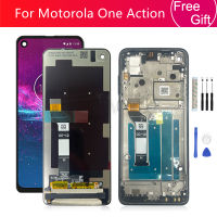 สำหรับ Motorola One Action จอแสดงผล LCD Touch Screen Digitizer Assembly พร้อมกรอบ XT2013-1 XT2013-2 XT2013-4จอแสดงผล Replacement