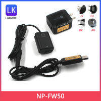 5โวลต์ USB NP-FW50 D Ummy แบตเตอรี่แพ็คอะแดปเตอร์ C Oupler กับ DC ชายเชื่อมต่อพลังงานขดสายเคเบิ้ลสำหรับ A7 Mark II A7 NEX5 A6000