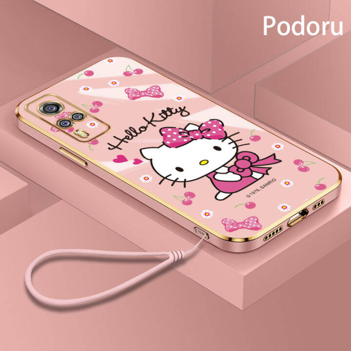 เคส-vivo-y51-y31-2020-y51a-y53s-4g-y33เรียบง่ายสุดหรูชุบทองเคสโทรศัพท์-hello-kitty-กรอบซิลิโคนแบบนิ่ม