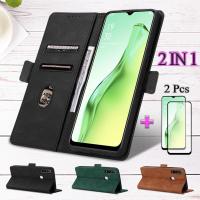 2 IN 1สำหรับ OPPO A8 OPPO A31 2020เคสโทรศัพท์ปกหนังพลิกป้องกันหน้าจอโค้งฟิล์มเซรามิก