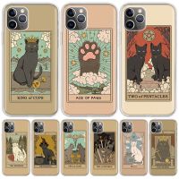 Tarot Card Cute Art Cats For iPhone 11 13 14 Pro Max 12 Mini Phone Case X XS XR 6 6S 8 7 Plus SE Apple 5 5S Fundas Cover Coque C