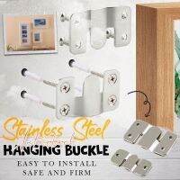 2 Set Stainless Steel Interlock Hanging Buckle Flush Mount Bracket Furniture Connector Wall Picture Frame Hanger Display Hooks