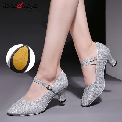 hot【DT】 Ballroom Dancing Shoes Latin Closed Toe Low Heels Zapatos Latino Mujer 5cm