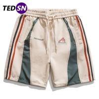 TEDSN 2022 Gym Shorts Men Summer Casual Bottoms Cotton Oversized Joggers Baggy Splice Sports Short Off White Male Streetwear