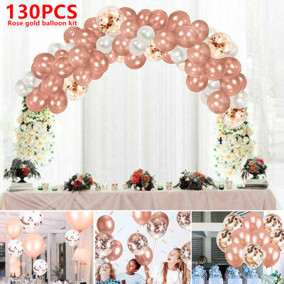 130Pcs Rose Gold ลูกโป่ง Latex จำนวน Crown Confetti บอลลูน18th บอลลูนวันเกิด Happy Birthday บอลลูนชุดวันเกิด