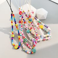 Mobile Phone Chains Telephone Lanyard Candy Color Beads Mobile Charm Strap Cute Keychain For Women Bracelet Jewelry Accessories