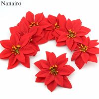 【LZ】∋۞  10pcs 14cm Flannel Large Artificial Rose Flower Heads For Home Wedding  Decoration Scrapbooking DIY Christmas Tree Silk Flowers