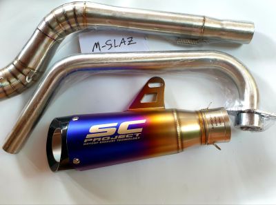 คอท่อ Yamaha Mslaz และ R15 ก่อนปี 2017 ขนาด 2 นิ้ว พร้อมท่อ SC Moto GP สีไทเท