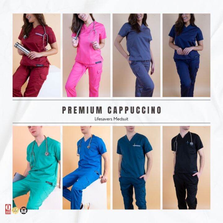 FREE EMBROIDERY PREMIUM CAPPUCCINO (Pair) 1st Batch HIGH QUALITY SCRUB