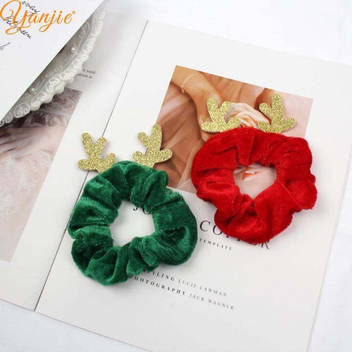 12pcslot-christmas-festival-velvet-deer-antler-girls-ponytail-scrunchies-european-diy-hair-accessories-women-hair-bands