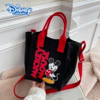 ☎ Disney Mickey Fashion Retro Large Capacity Casual Canvas Shoulder Bag Women Handbags Shopping Grocery Bag High School Schoolbag