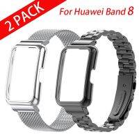 Metal Strap Case Protector For Huawei Band 8/7/6 Smartband Stainless Steel Watchband For Honor Band7/6 Bracelet Protection Shell