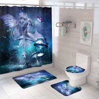 Washable Waterproof Bathroom Shower Curtain Sets Toilet Seat Cover Non-Slip Bath Mat Rug Carpet Bathroom Decor Polyester Fabric