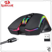 Redragon M602KS เมาส์สำหรับเล่นเกมส์ไร้สายไฟ RGB Backlit 8000 DPI ปุ่มตั้งโปรแกรมได้เมาส์แมโครการบันทึกเมาส์สำหรับนักเล่นเกมแล็ปท็อปพีซี