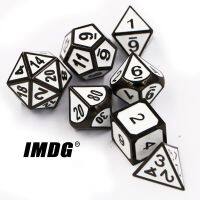 【✆】 IMDG 7ชิ้น/เซ็ตสร้างสรรค์ RPG เกมลูกเต๋า Polyhedron โลหะลูกเต๋า DND เคลือบนิกเกิลสีขาวเกมดิจิตอลลูกเต๋า