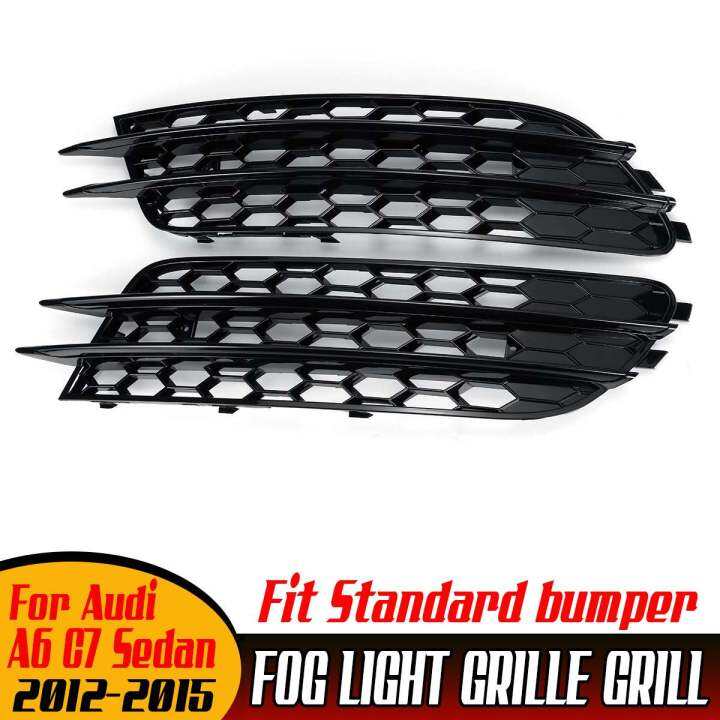 ตัวคลุม-grille-trim-ไฟตัดหมอกหมอกไฟลูกกรงหน้ารถโครเมี่ยม-ดำสำหรับ-audi-a6-c7-sedan-2012-2015พอดีกับรุ่นกันชนมาตรฐานเท่านั้น