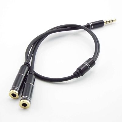 ；【‘； 3.5Mm Stereo Plug Audio Cable Male To 2 Female Converters Headset Mic Y Splitter Cable Adapter Mobile Phone Adapters Connectors