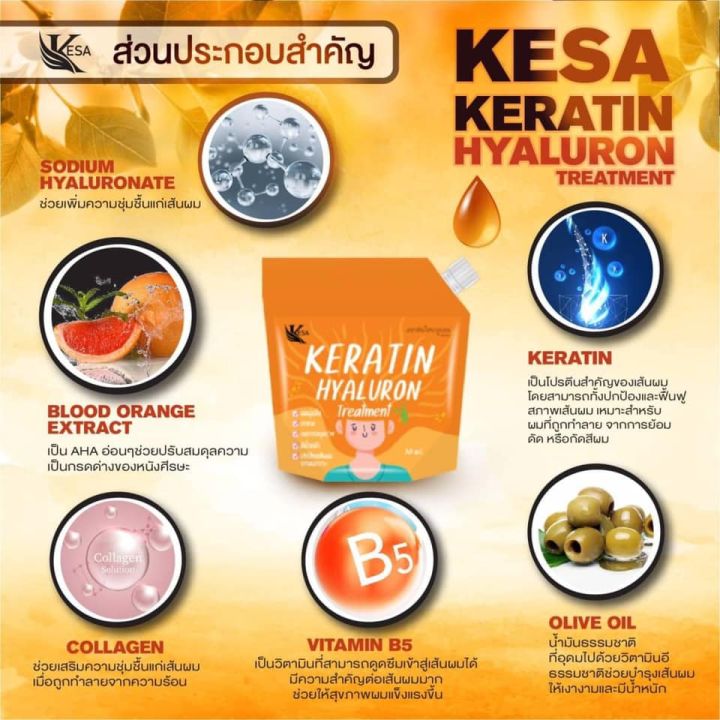 พร้อมส่ง-ทรีทเม้นท์เกศาเคราตินไฮยารูรอน-kesa-keratin-ทรีทเม้นท์บำรุงผม-ทรีทเม้นท์ลดผมร่วง-บำรุงผมให้เงางาม