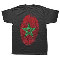 Funny Morocco Flag Fingerprint Geometric T Shirts Summer Style Graphic Cotton Streetwear Short Sleeve Birthday Gifts T-shirt Men