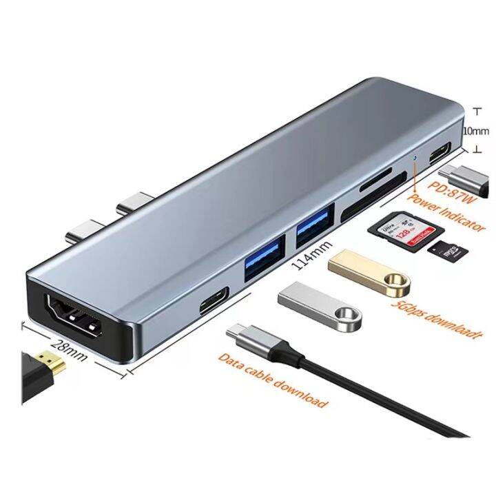 USB C Hub 7 in 1 Type C to HDMI 4K for MacBook Pro 2020, MacBook Air