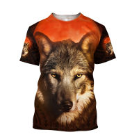 2023 NEWAnimal วินเทจเสื้อยืดสำหรับผู้ชาย3D หมาป่าพิมพ์แขนสั้นเสื้อยืดสบายๆฤดูร้อน Streetwear ขนาดใหญ่ท็อปส์ประเดิมเสื้อผู้ชายเสื้อผ้า