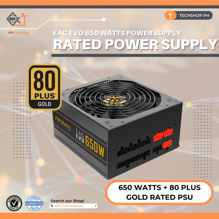 Antec rated power supply, 650 watts + 80 gold EAG EVO Series ATX