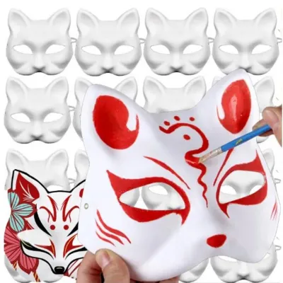 Festival Party Supplies Anime Halloween Festival Half Face Hand-painted Cat Fox