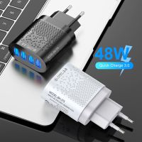 Universal 48W 4 USB Charger EU US Plug 5V 3A Fast Charging Wall Adapter Travel Plug For Iphone Ipad Mini For Samsung For Xiaomi Wires  Leads  Adapters