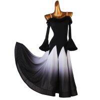 WomenS National Standard Dance Clothes New Long-Sleeved Jumpsuit Skirt Suit Ballroom Dance Comition Dress Wear