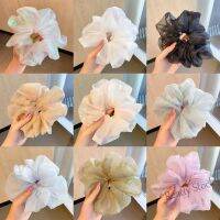 【Ready Stock】 ☂ C18 Ins French Organza Scrunchie Satin Hairband Large Simple Temperament Mesh Hair Tie Head Rope Female