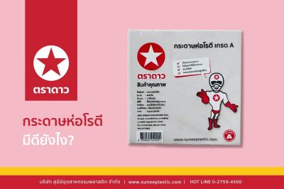 [ตราดาว] กระดาษห่อโรตี กระดาษซับน้ำมัน ทุกขนาด (บรรจุ 1 กิโลกรัม/แพ็ค)