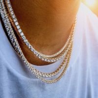 Iced Tennis Chain Men Chunky Necklace Cubic Zircon Miami Cuban Link ChainJewelry D0LC Iced Tennis Chain Men Chunky Necklace Cub Fashion Chain Necklace