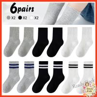 【hot sale】 ◆卐✣ C10 Ready Stock 6 Pairs Set Kids Black School Stockings Pure Cotton Absorb Sweat Fashion Breathable Baby Socks for 1-12Y Boys Girls