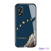 เคสใส่โทรศัพท์ OPPO A38 A18สุดหรูแนวสตรีทโรแมนติกดวงดาวมุมถนนกันกระแทกสุดหรูมันวาวเคสประกบหลังแบบแข็งกระจกเทมเปอร์เคสโทรศัพท์ฝาครอบเชลล์เคส