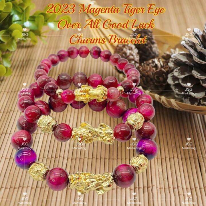 Original Magenta Year 2023 Rose Red Tiger Eye Natural Stone Blessed