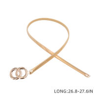 FAITOLAGI Double Rings Chain Waist Belt for Women Elastic Stretch Silver Gold Belt Metal Thin Ladies Dress Belt Waistband