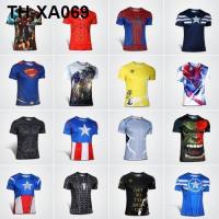 batman gym tights iron man armor exercise kung fu training suit t-shirts with short sleeves