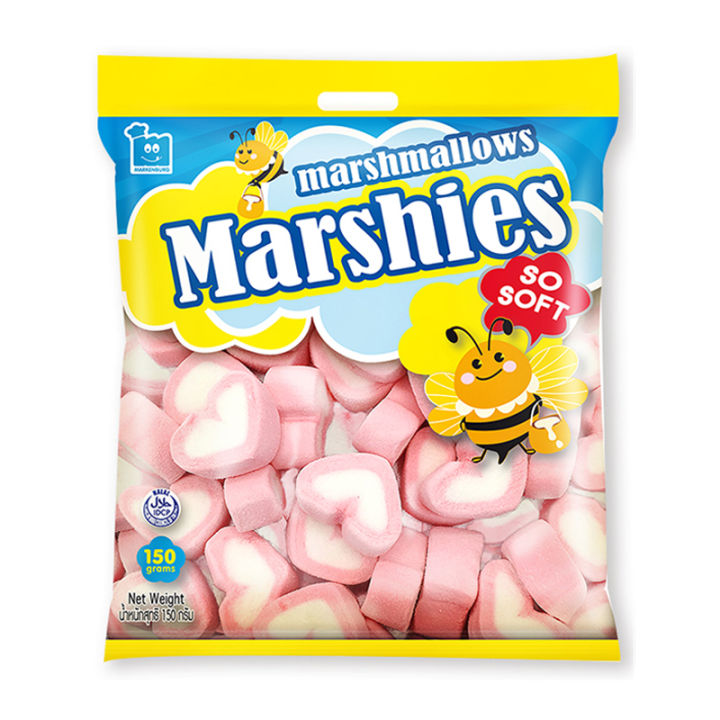 สินค้ามาใหม่-มาร์ชี่ส์-มาร์ชแมลโลว์-กลิ่นสตรอว์เบอร์รี-150-กรัม-marshies-strawberry-marshmallows-150-g-ล็อตใหม่มาล่าสุด-สินค้าสด-มีเก็บเงินปลายทาง