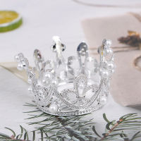 shenghao MMU 1PC Mini Crown Cake Topper Crystal Pearl Tiara Children Hair Ornaments