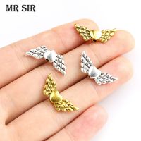 ✥ 20pcs Angel Wing Small Hole Spacer Beads Gold/Silver Plated Heart European Loose Bead Jewelry Making DIY Bracelet Craft Findings