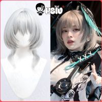 Game Arknights Cosplay Wig Hoolheyak Cosplay Wig HSIU 45CM Silver Gray Short Hair Heat Resistant Synthetic Wig Hoolheyak Cosplay