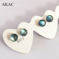 5pairsset AKAC 925silver approx5-6mm natural labradorite women simple design stud earring wholesale