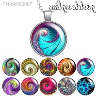 ❀✸♘ Colorful screw thread Rotating patterns Round Glass glass cabochon silver plated/Crystal pendant necklace jewelry for Gift