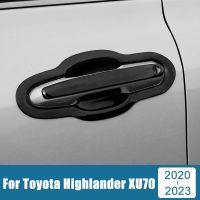 อุปกรณ์ตกแต่งรถยนต์สำหรับ Toyota Highlander XU70 Kluger 2020-2022 2023มือจับประตูแสตนเลสชามฝาครอบป้องกันสติกเกอร์ตกแต่ง