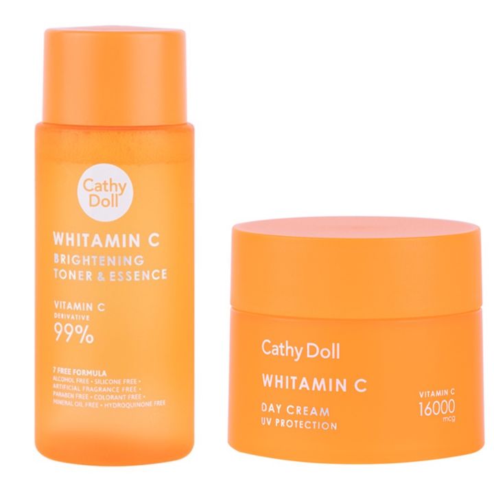 เซ็ตคู่ผิวสว่างใส-cathy-doll-whitamin-c-brightening-โทนเนอร์-ครีมวิตามินซีเข้มข้น-50ml-18ml-ช่วยบำรุงผิวหน้าให้กระจ่างใส-toner-and-cream